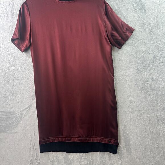 Public School NYC Burgundy Silk Dress w/ Black Trim – Size M - Picture 6 of 6
